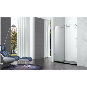 Legion Furniture 56' x 60" SINGLE SLIDING SHOWER DOOR WITH HEIGHT 75" AND THICKNESS .31"-PART A GD9056-60-BRUSHED NICKEL