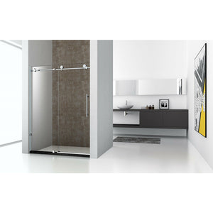 Legion Furniture 56' x 60" SINGLE SLIDING SHOWER DOOR WITH HEIGHT 75" AND THICKNESS .31"-PART A GD9056-60-CHROME
