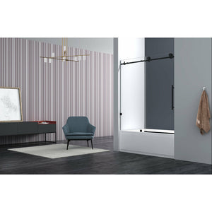 Legion Furniture 56' x 60" SINGLE SLIDING SHOWER DOOR WITH HEIGHT 65" AND THICKNESS .31"-PART A GD9056-60-S-BLACK