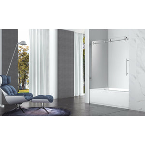 Legion Furniture 56' x 60" SINGLE SLIDING SHOWER DOOR WITH HEIGHT 65" AND THICKNESS .31"-PART A GD9056-60-S-BRUSHED NICKEL