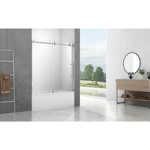 Legion Furniture 56' x 60" SINGLE SLIDING SHOWER DOOR WITH HEIGHT 65" AND THICKNESS .31"-PART A GD9056-60-S-CHROME