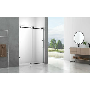 Legion Furniture 61' x 65" SINGLE SLIDING SHOWER DOOR WITH HEIGHT 75" AND THICKNESS .31"-PART A GD9061-65-BLACK