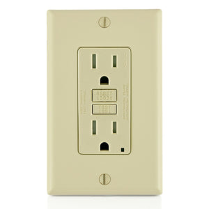 15 Amp, Self Test, Tamper-Resistant Slim GFCI Outlet with LED Indicator Light