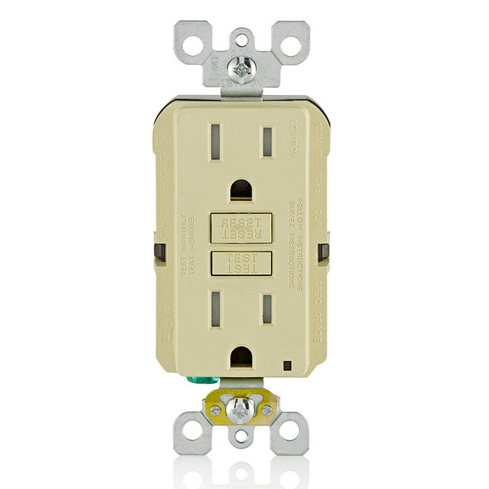 15 Amp, Self Test, Tamper-Resistant Slim GFCI Outlet with LED Indicator Light