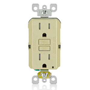 15 Amp, Self Test, Tamper-Resistant Slim GFCI Outlet with LED Indicator Light
