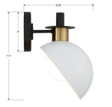 Gigi 1 Light Black + Aged Brass Sconce GIG-811-BK-AG