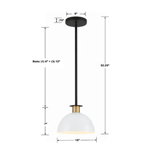Gigi 1 Light Black + Aged Brass Mini Pendant GIG-813-BK-AG