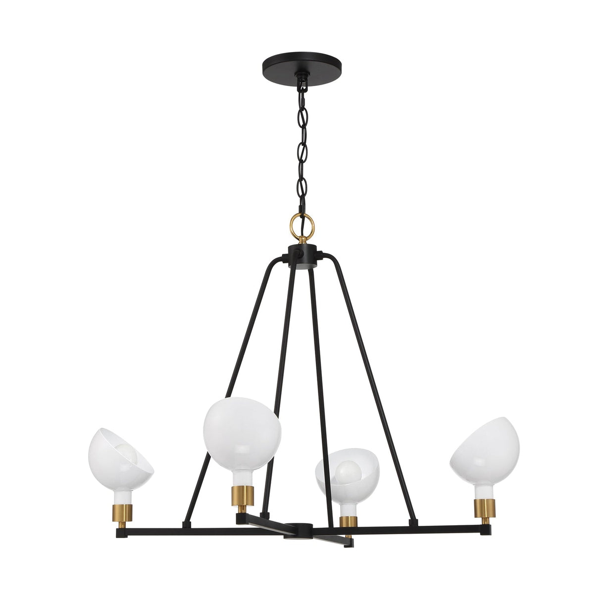 Gigi 4 Light Black + Aged Brass Chandelier GIG-814-BK-AG