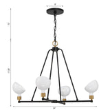 Gigi 4 Light Black + Aged Brass Chandelier GIG-814-BK-AG