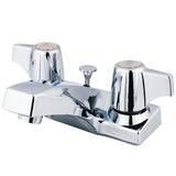 Columbia GKB100B Two-Handle 3-Hole Deck Mount 4" Centerset Bathroom Faucet with Brass Pop-Up, Polished Chrome