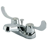 Vista GKB181 Two-Handle 3-Hole Deck Mount 4" Centerset Bathroom Faucet with Plastic Pop-Up, Polished Chrome