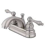 Vintage GKB2608AL Two-Handle 3-Hole Deck Mount 4" Centerset Bathroom Faucet with Plastic Pop-Up, Brushed Nickel