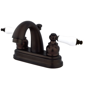 Restoration GKB5615PL Two-Handle 3-Hole Deck Mount 4" Centerset Bathroom Faucet with Plastic Pop-Up, Oil Rubbed Bronze