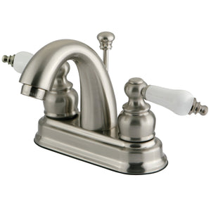 Restoration GKB5618PL Two-Handle 3-Hole Deck Mount 4" Centerset Bathroom Faucet with Plastic Pop-Up, Brushed Nickel