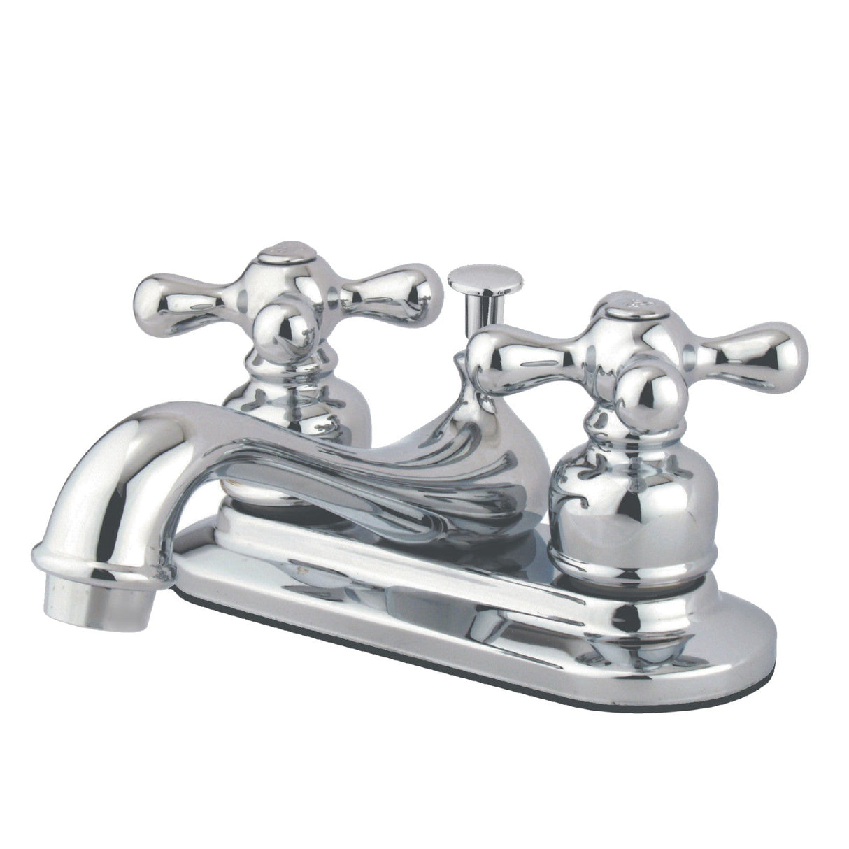 Restoration GKB601AX Two-Handle 3-Hole Deck Mount 4" Centerset Bathroom Faucet with Plastic Pop-Up, Polished Chrome