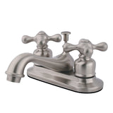 Restoration GKB608AX Two-Handle 3-Hole Deck Mount 4" Centerset Bathroom Faucet with Plastic Pop-Up, Brushed Nickel