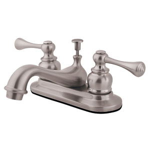 Vintage GKB608BL Two-Handle 3-Hole Deck Mount 4" Centerset Bathroom Faucet with Plastic Pop-Up, Brushed Nickel