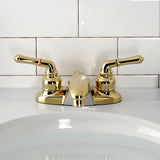 Magellan GKB622 Two-Handle 3-Hole Deck Mount 4" Centerset Bathroom Faucet with Plastic Pop-Up, Polished Brass