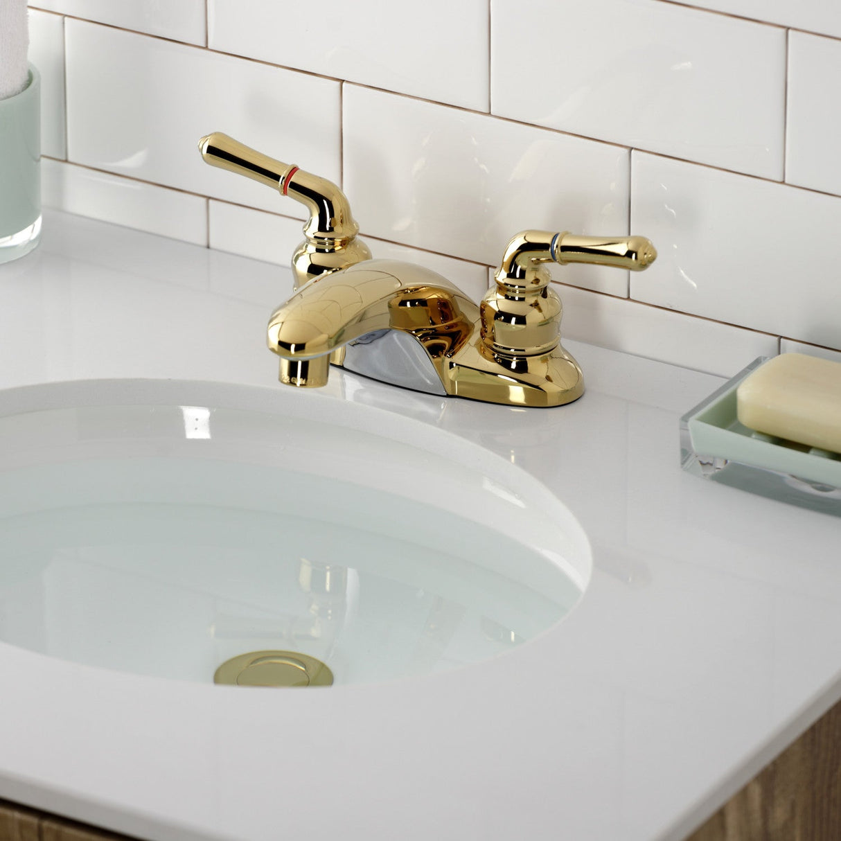 Magellan GKB622LP Two-Handle 2-Hole Deck Mount 4" Centerset Bathroom Faucet, Polished Brass