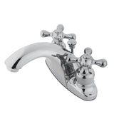 English Country GKB7641AX Two-Handle 3-Hole Deck Mount 4" Centerset Bathroom Faucet with Plastic Pop-Up, Polished Chrome