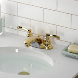 Royale GKB8622FL Two-Handle 3-Hole Deck Mount 4" Centerset Bathroom Faucet with Plastic Pop-Up, Polished Brass