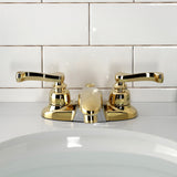 Royale GKB8622FL Two-Handle 3-Hole Deck Mount 4" Centerset Bathroom Faucet with Plastic Pop-Up, Polished Brass