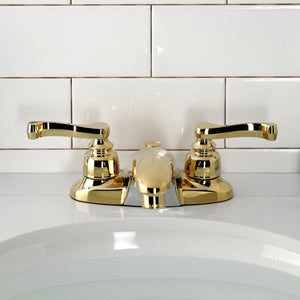 Royale GKB8622FL Two-Handle 3-Hole Deck Mount 4" Centerset Bathroom Faucet with Plastic Pop-Up, Polished Brass