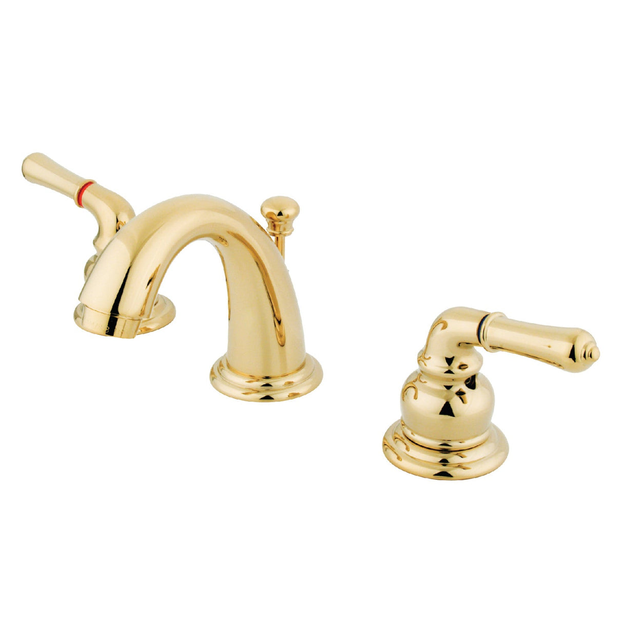 Magellan GKB912 Two-Handle 3-Hole Deck Mount Widespread Bathroom Faucet with Plastic Pop-Up, Polished Brass