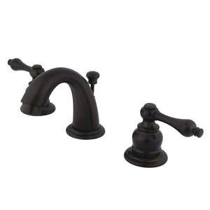 English Country GKB915AL Two-Handle 3-Hole Deck Mount Widespread Bathroom Faucet with Plastic Pop-Up, Oil Rubbed Bronze
