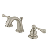 Vintage GKB918BL Two-Handle 3-Hole Deck Mount Widespread Bathroom Faucet with Plastic Pop-Up, Brushed Nickel