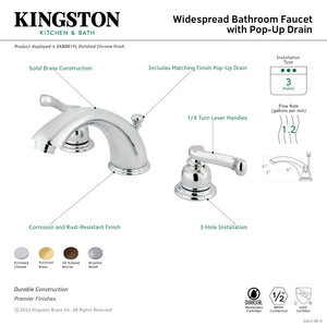 Royale GKB961FL Two-Handle 3-Hole Deck Mount Widespread Bathroom Faucet with Plastic Pop-Up, Polished Chrome