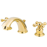 Victorian GKB972X Two-Handle 3-Hole Deck Mount Widespread Bathroom Faucet with Plastic Pop-Up, Polished Brass