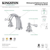 Vintage GKB981BL Two-Handle 3-Hole Deck Mount Widespread Bathroom Faucet with Plastic Pop-Up, Polished Chrome