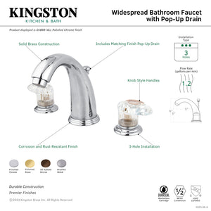 Victorian GKB982ALL Two-Handle 3-Hole Deck Mount Widespread Bathroom Faucet with Plastic Pop-Up, Polished Brass