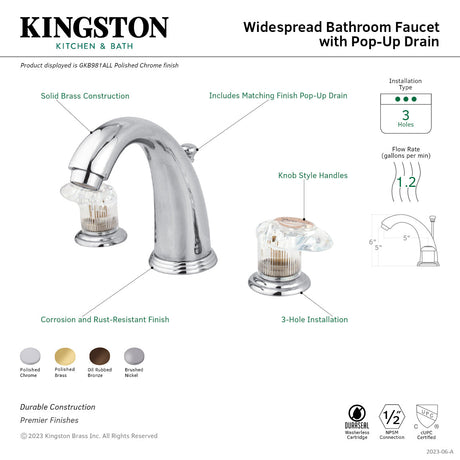 Victorian GKB985ALL Two-Handle 3-Hole Deck Mount Widespread Bathroom Faucet with Plastic Pop-Up, Oil Rubbed Bronze