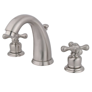 Victorian GKB988AX Two-Handle 3-Hole Deck Mount Widespread Bathroom Faucet with Plastic Pop-Up, Brushed Nickel