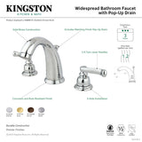 Royale GKB988FL Two-Handle 3-Hole Deck Mount Widespread Bathroom Faucet with Plastic Pop-Up, Brushed Nickel