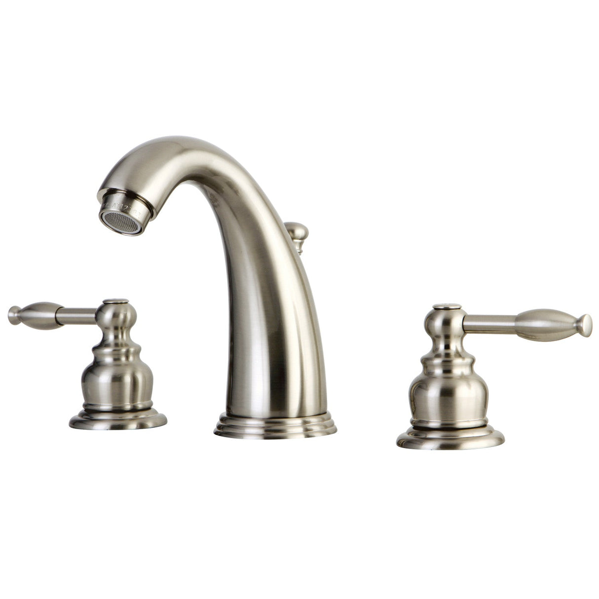 Knight GKB988KL Two-Handle 3-Hole Deck Mount Widespread Bathroom Faucet with Plastic Pop-Up, Brushed Nickel