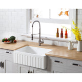 Arcticstone GKFA301810CD 30-Inch Solid Surface White Stone Apron-Front Single Bowl Farmhouse Kitchen Sink, Matte White
