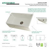 Arcticstone GKFA331810RM 33-Inch Solid Surface White Stone Apron-Front Single Bowl Farmhouse Kitchen Sink, Matte White
