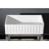 Arcticstone GKFA331810RM 33-Inch Solid Surface White Stone Apron-Front Single Bowl Farmhouse Kitchen Sink, Matte White