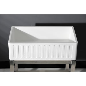 Arcticstone GKFA331810RM 33-Inch Solid Surface White Stone Apron-Front Single Bowl Farmhouse Kitchen Sink, Matte White