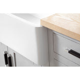 Arcticstone GKFA361810BC 36-Inch Solid Surface White Stone Apron-Front Single Bowl Farmhouse Kitchen Sink, Matte White