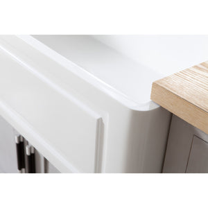 Arcticstone GKFA361810LD 36-Inch Solid Surface White Stone Apron-Front Single Bowl Farmhouse Kitchen Sink, Matte White