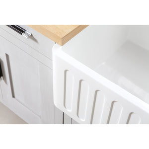 Arcticstone GKFA361810RM 36-Inch Solid Surface White Stone Apron-Front Single Bowl Farmhouse Kitchen Sink, Matte White
