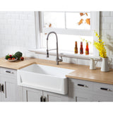 Arcticstone GKFA361810SQ 36-Inch Solid Surface White Stone Apron-Front Single Bowl Farmhouse Kitchen Sink, Matte White