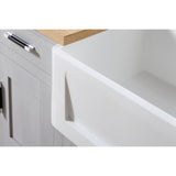 Arcticstone GKFA361810SQ 36-Inch Solid Surface White Stone Apron-Front Single Bowl Farmhouse Kitchen Sink, Matte White