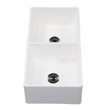 Arcticstone GKFA361810SQD 36-Inch Solid Surface White Stone Apron-Front Double Bowl Farmhouse Kitchen Sink, Matte White