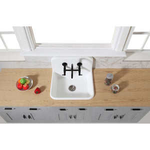 Arcticstone GKTA2420198 24-Inch Solid Surface White Stone 2-Hole Single Bowl Top-Mount Kitchen Sink, Matte White