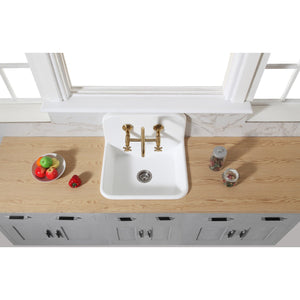 Arcticstone GKTA242119 24-Inch Solid Surface White Stone Apron-Front 2-Hole Single Bowl Top-Mount Kitchen Sink, Matte White